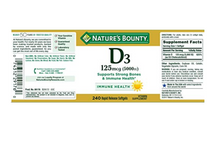 Load image into Gallery viewer, Nature's Bounty Vitamin D3 Pills & Supplement 240 Count
