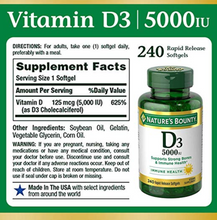 Load image into Gallery viewer, Nature's Bounty Vitamin D3 Pills & Supplement 240 Count