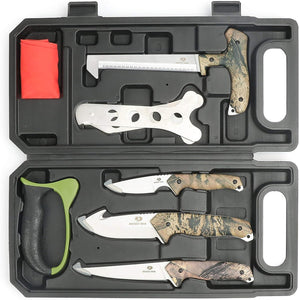 Mossy Oak Hunting Field Dressing Kit - Portable Butcher Game Processor Set (8-piece)