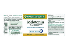 Load image into Gallery viewer, Nature&#39;s Bounty Melatonin 1 mg 180 Tablets