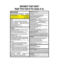 Load image into Gallery viewer, Mucinex Fast-Max Night Time Cold &amp; Flu Liquid 6oz