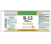 Load image into Gallery viewer, Nature&#39;s Bounty Vitamin B-12 1000 mcg