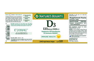 Nature's Bounty Vitamin D3 Pills & Supplement 240 Count
