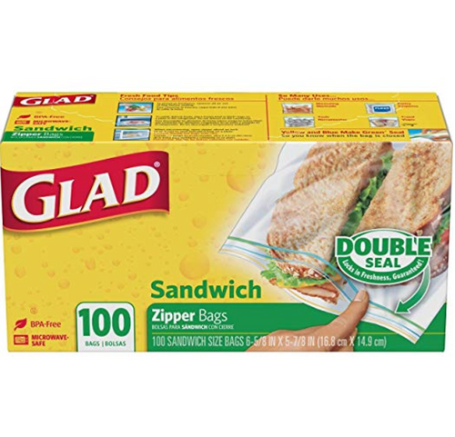 Glad Zipper Food Storage Sandwich Bags 100 Count