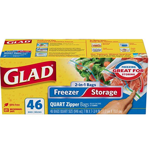 Glad Food Storage and Freezer 2 in 1 Zipper Bags 46 Count