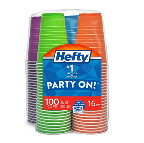 Hefty Disposable Plastic Cups in Assorted Colors 100 Count
