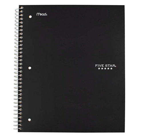 Five Star Spiral Notebook 5 Subject 200 Sheet